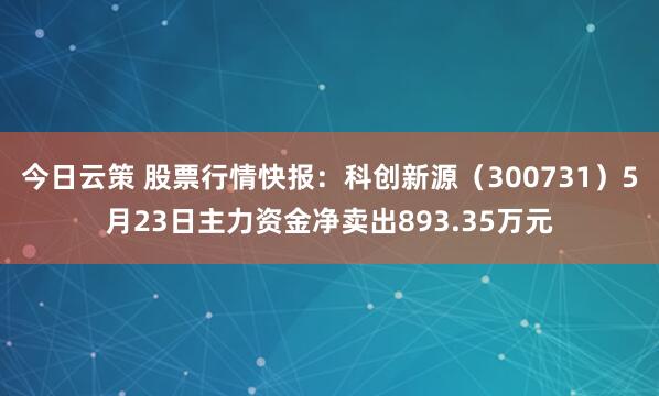今日云策 股票行情快报：科创新源（300731）5月23日主力资金净卖出893.35万元